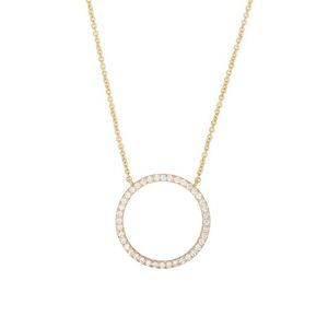 18K Gold Filled Dainty Circle Cubic Zirconia Necklace